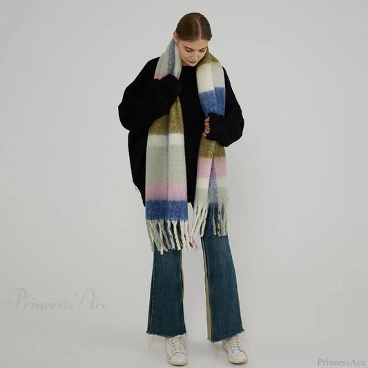 Minimalist Thickened Shawl Neck Scarf - Autumn Winter Imitation Cashmere Scarfs-L