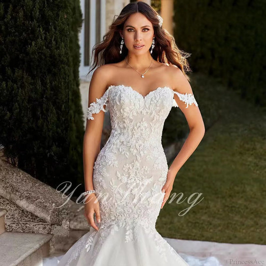Off-Shoulder Lace Mermaid Bridal Wedding Dress weddingdress-250223