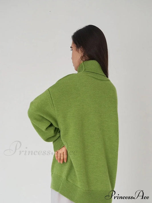 Oversized Casual Turtleneck Solid Color Pollover Sweater