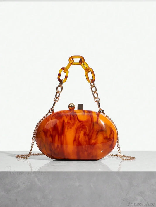 Pearl Brown Orange Acrylic Box Evening Clutch Bag picture show1 clutchbag-250126