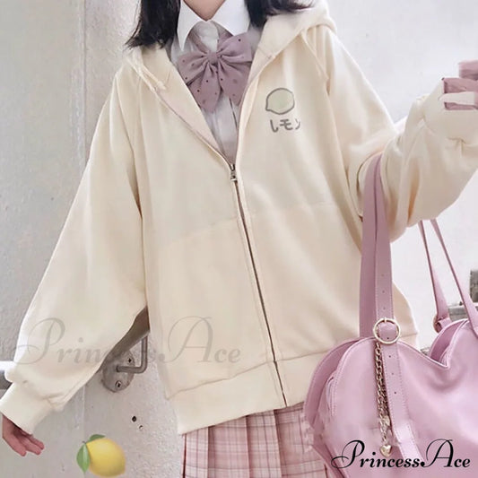 Plus Hoodie Design Women Fruit Sweatshirt Harajuku Loose Thin Zipper Sweet Pink Pocket Cute Size