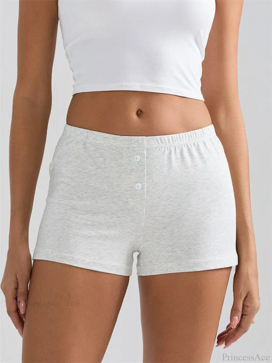 Solid Elastic Waist Sleep Short white / S short-250223