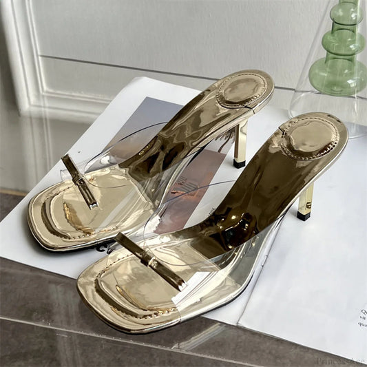 Summer Fashion Butterfly-knot Satin Slip On Thin High Heel Outdoor Dress Low Heel Pump Gold / 35