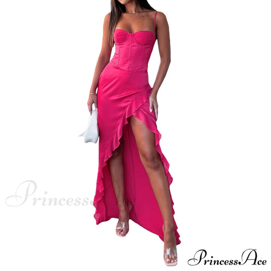 Tiffany Sleeveless High Charming Slit Formal Dress Red / S S.o. Long Dresses