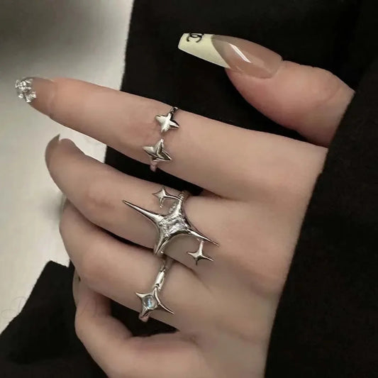 Unpredictable Cross Star Gothic Ring silver03