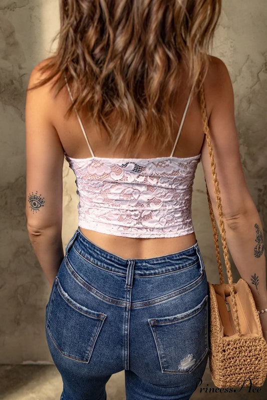 White Spaghetti With Cropped Lace Bralette Straps Lingerie