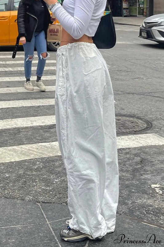 Wide Leg Woven Multi Pocket Cargo Pants