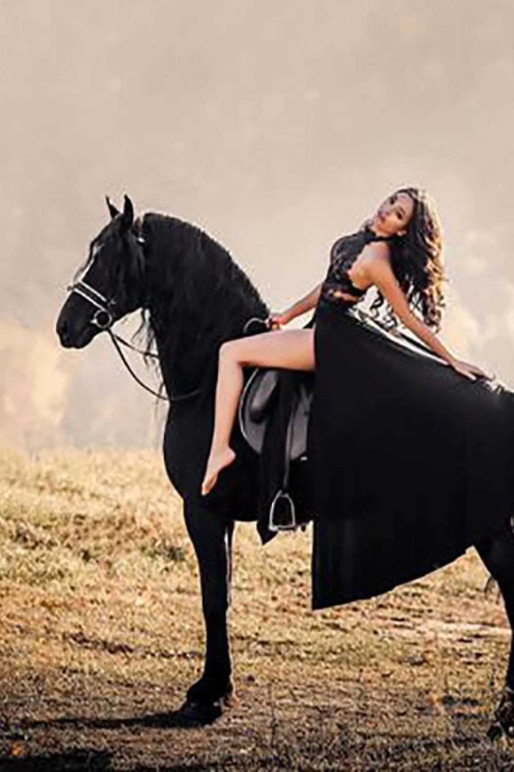 2024 Lady’s Sexy See-Through Lace Nude Back High Slit Dress