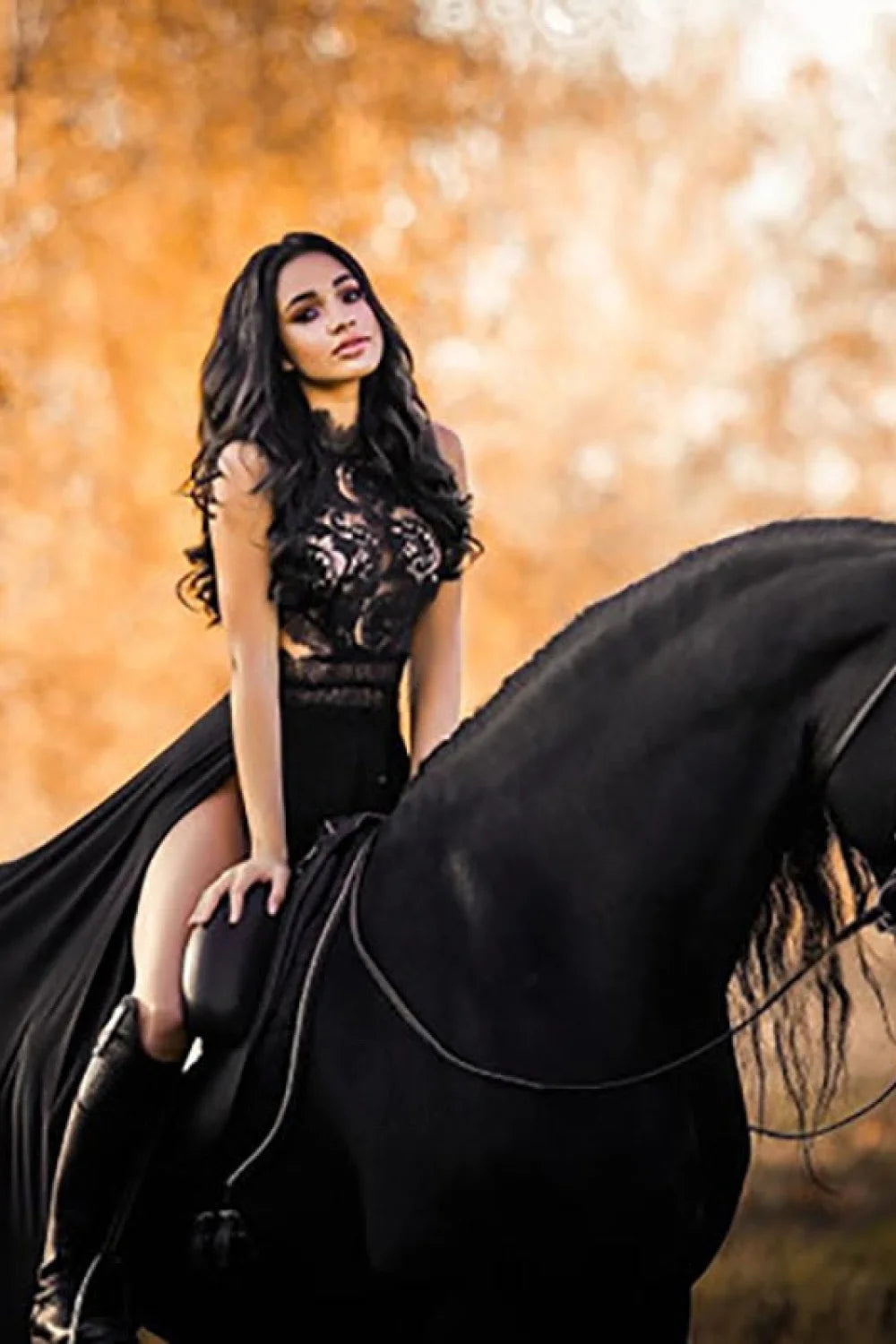 2024 Lady’s Sexy See-Through Lace Nude Back High Slit Dress