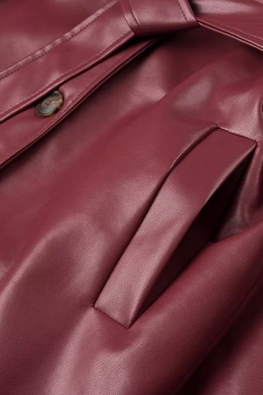 Loose Leather Trench Coat coats