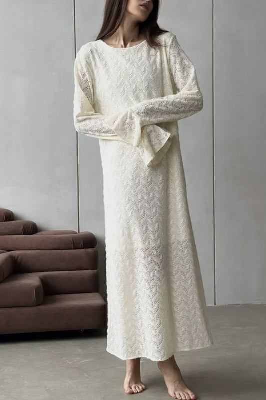 Knit Jacquard Long Sleeve Boho Dress
