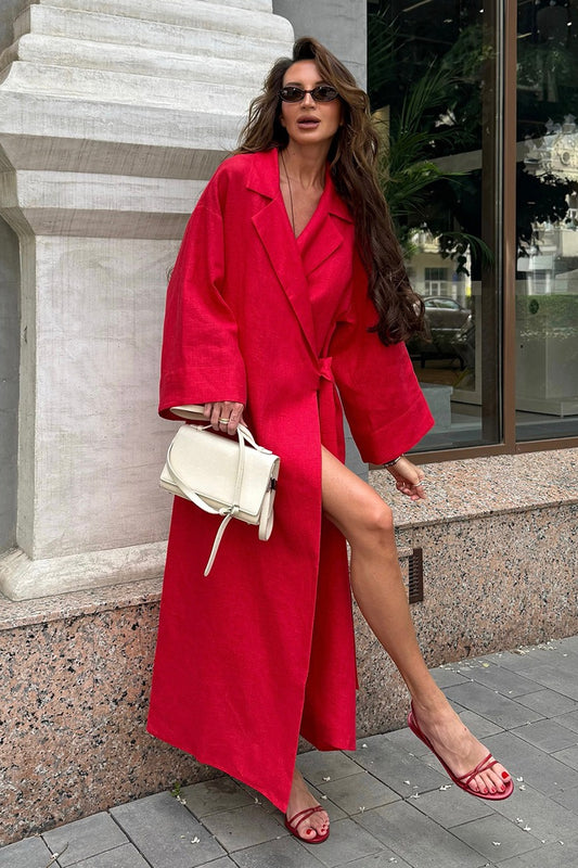 Woolen Solid Color Elegant Loose Fit Overcoat