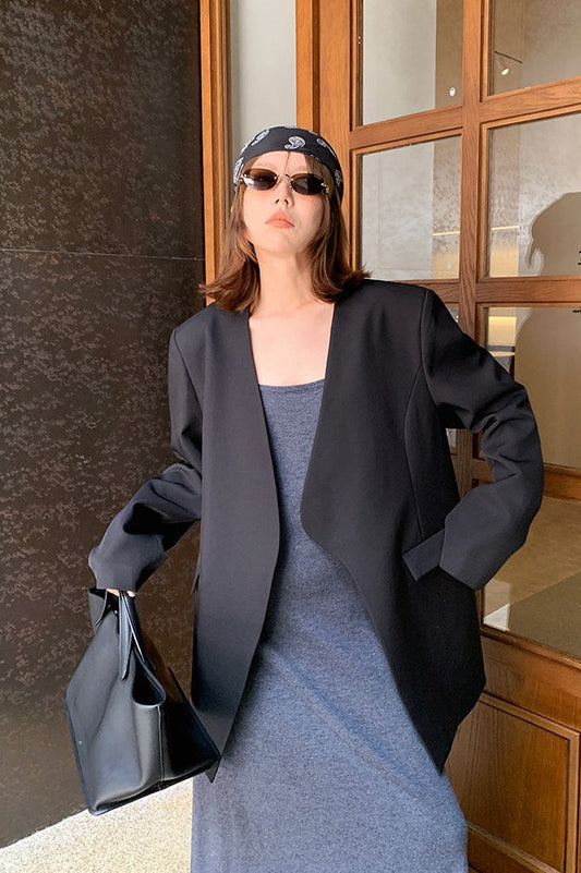 Oversized Black Casual Blazer