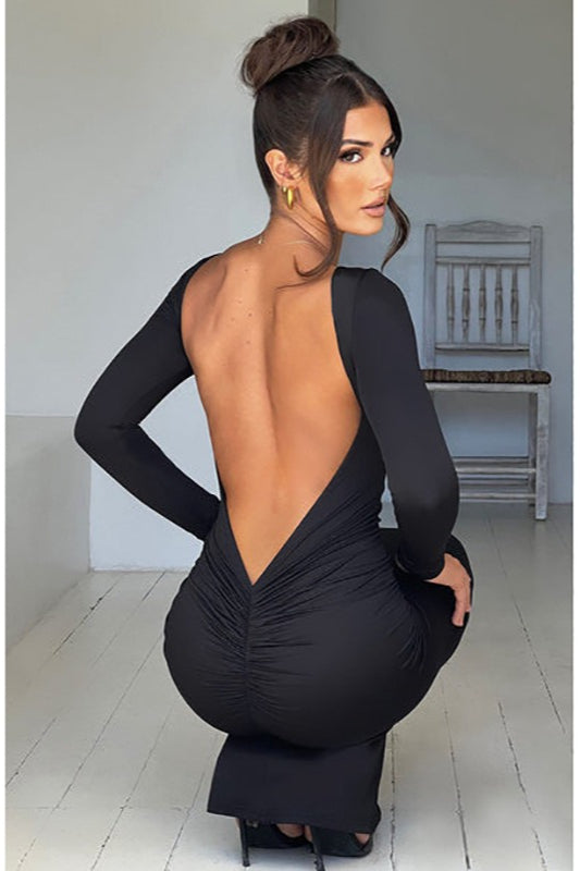 Long Sleeve Backless Bodycon Formal Dress