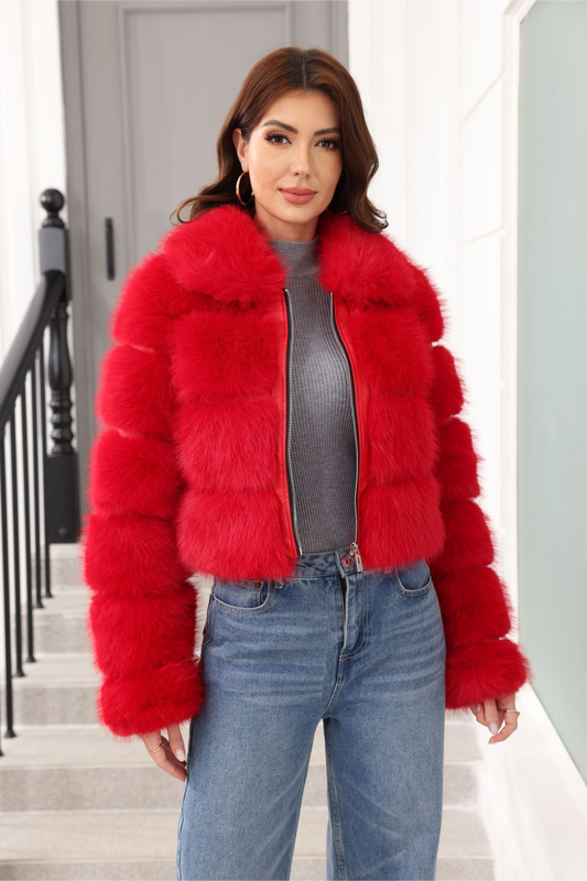 Elegant Short Faux Fur Classic Outerwear