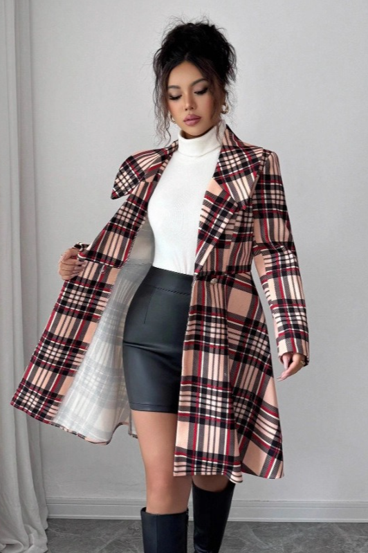 Trendy Print Dual Faced Wool Casual Long Sleeve Outerwear