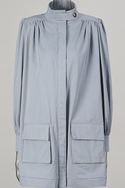 Relaxed Pleated Detail Jacket Blue / One Size