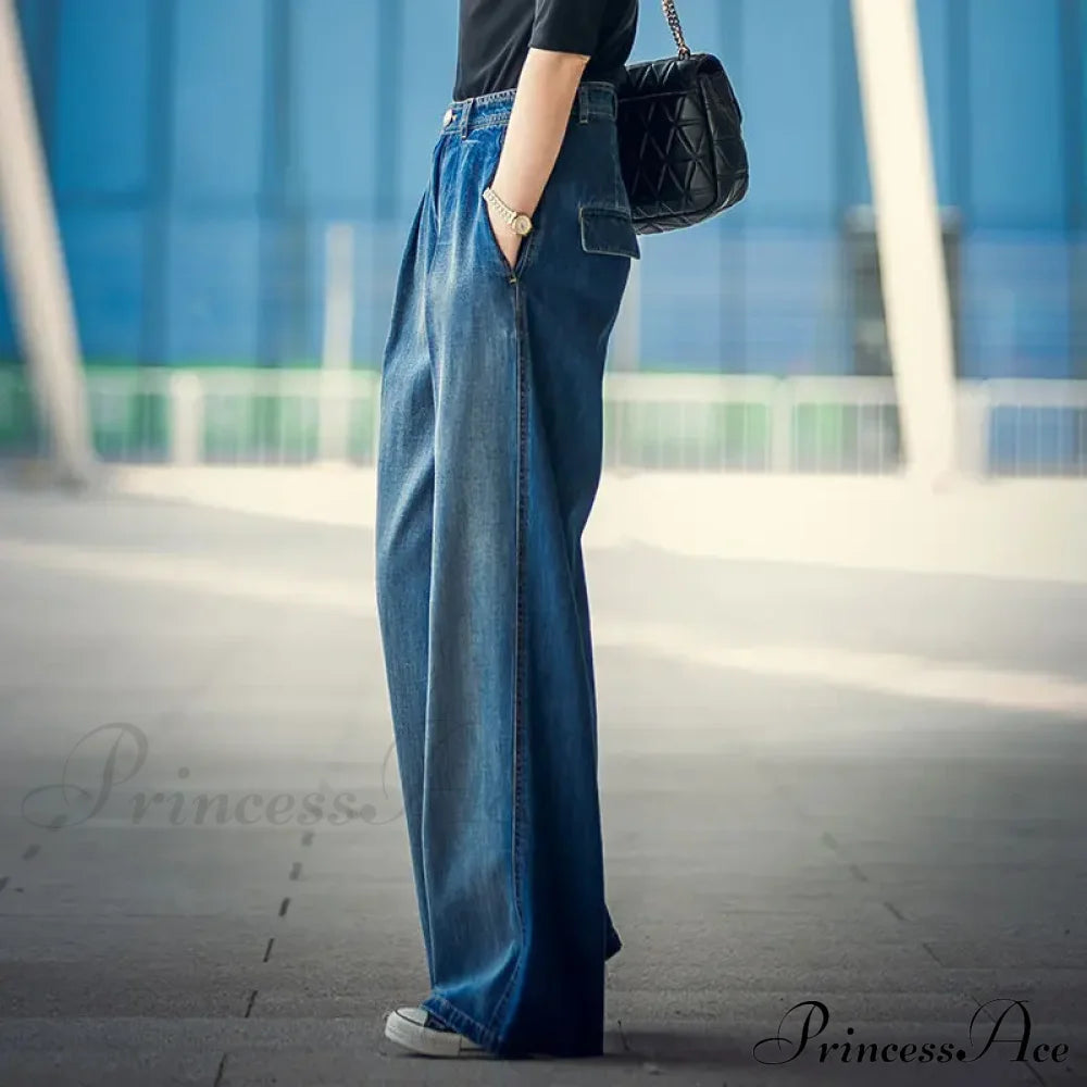 85Kg Oversize High Waist Denim Baggy Wide Leg Wash Mother Spring Korean Vintage Straight Streetwear