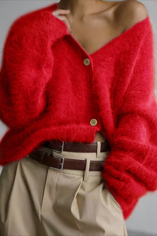 V Neck Button Long Sleeve Cardigan