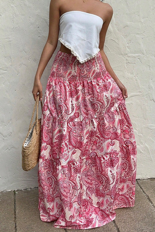 Boho Print A-Line Maxi Skirt