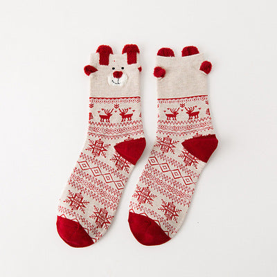 3D Reindeer Ear Mid Calf Japanese Style Socks