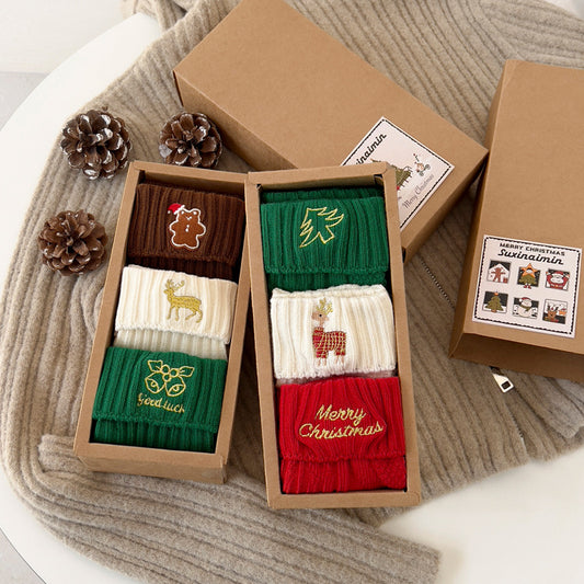 Cotton Embroidered Cartoon Cute Mid Calf Socks