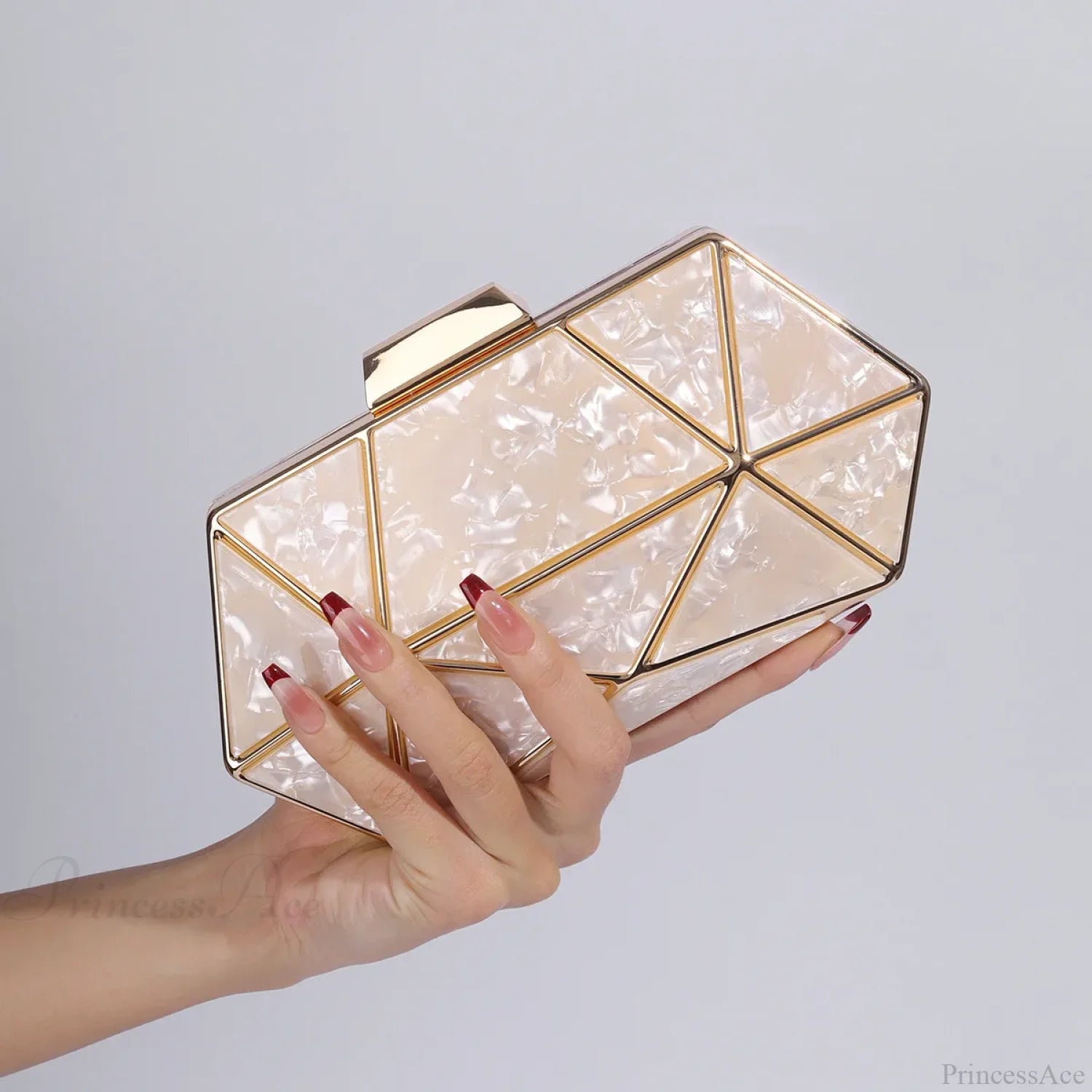 Acrylic Metal Diamond Evening Clutch Crossbody Bag Champagne / 20-5-10cm clutchbag-250126