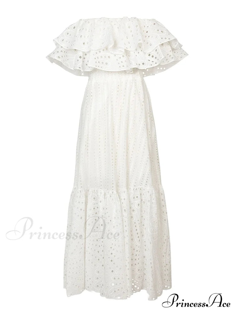 Adeen Elegant Maxi Dress White / S