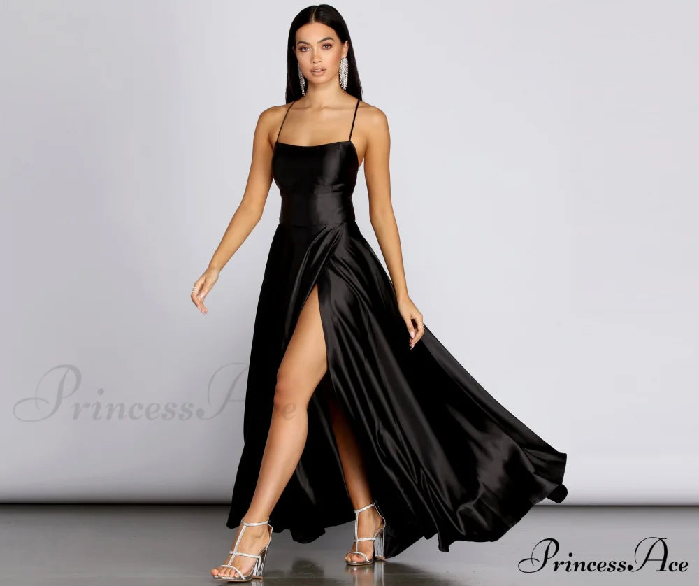 Anne Formal Lattice Satin Dress - Lady Occasions