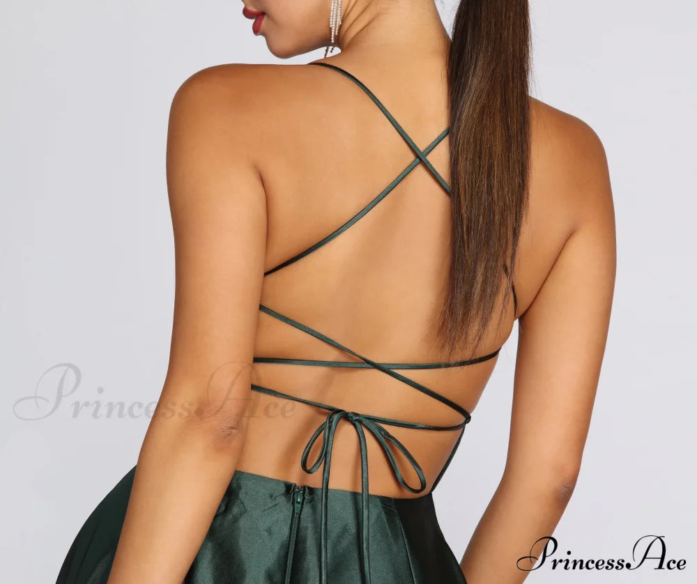 Anne Formal Stylish Lattice Satin Dress S.o. Long Dresses