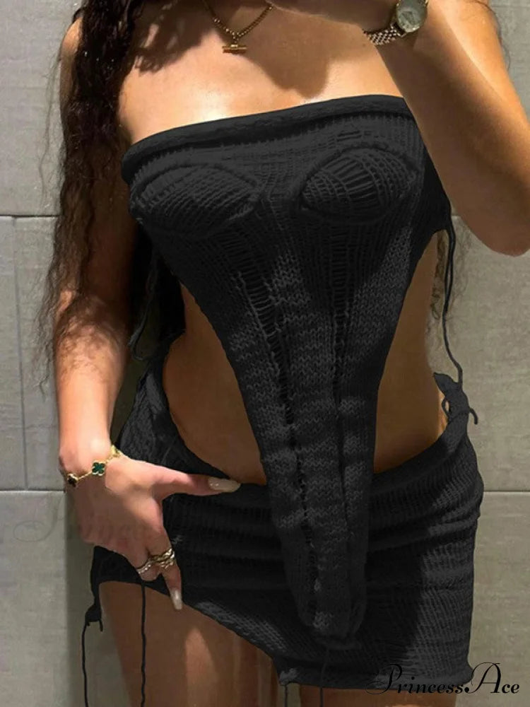 Asymmetric Buttoned Long Trendy Sleeve Crop Top Black / S Two-Piece Outfits