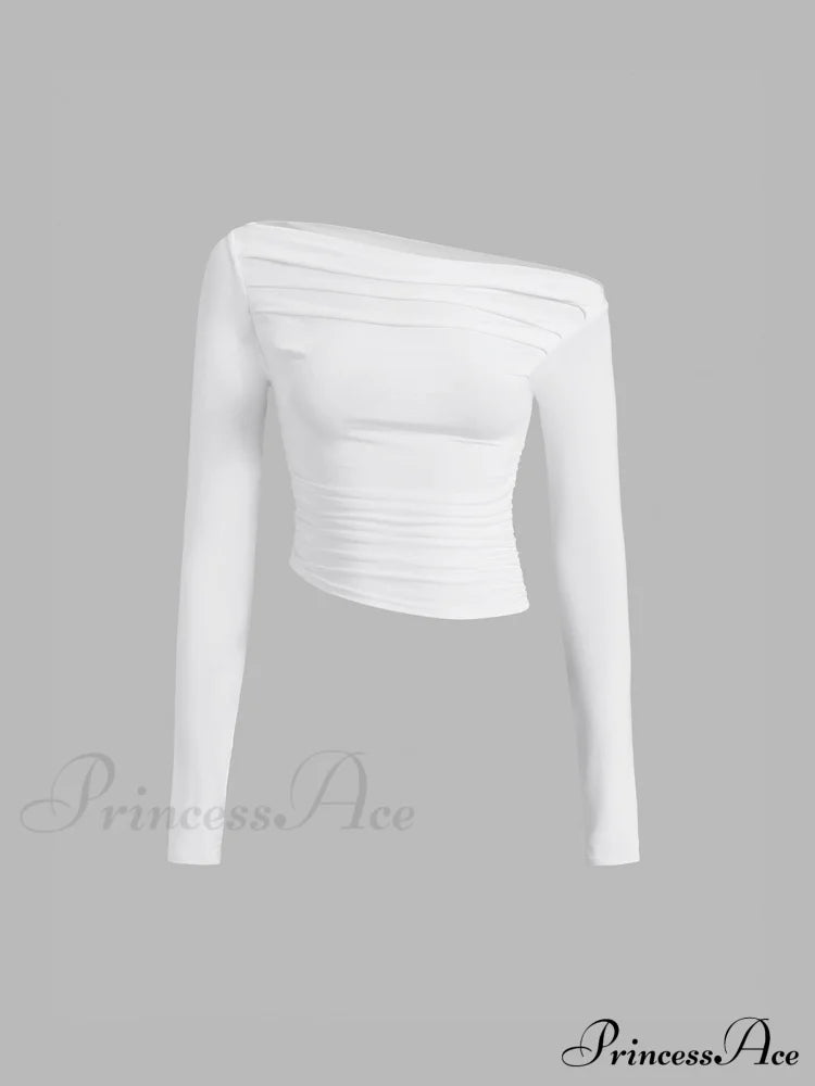 Asymmetrical Off Shoulder Trendy Long Sleeve Shirt T-Shirts