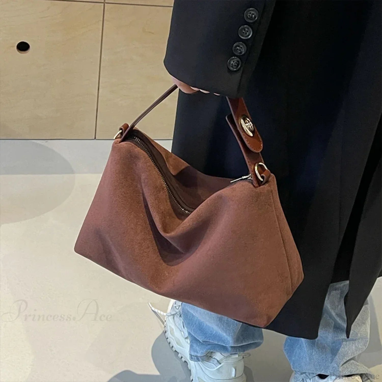 Autumn Winter Matte Suede Cow Leather Handbag handbag-250126
