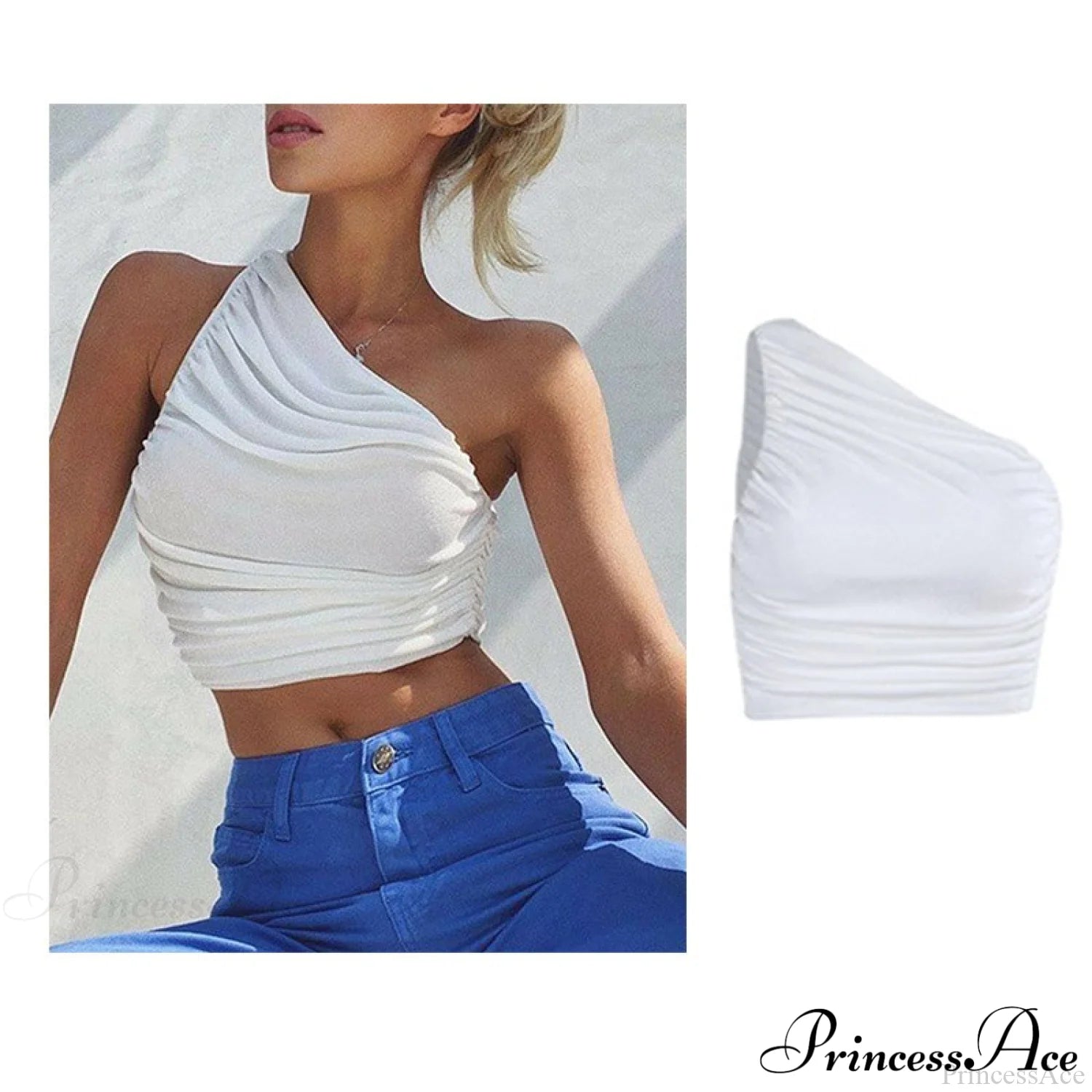 Backless Sleeveless Spaghetti Strap Halter Camis Nz815-White / S