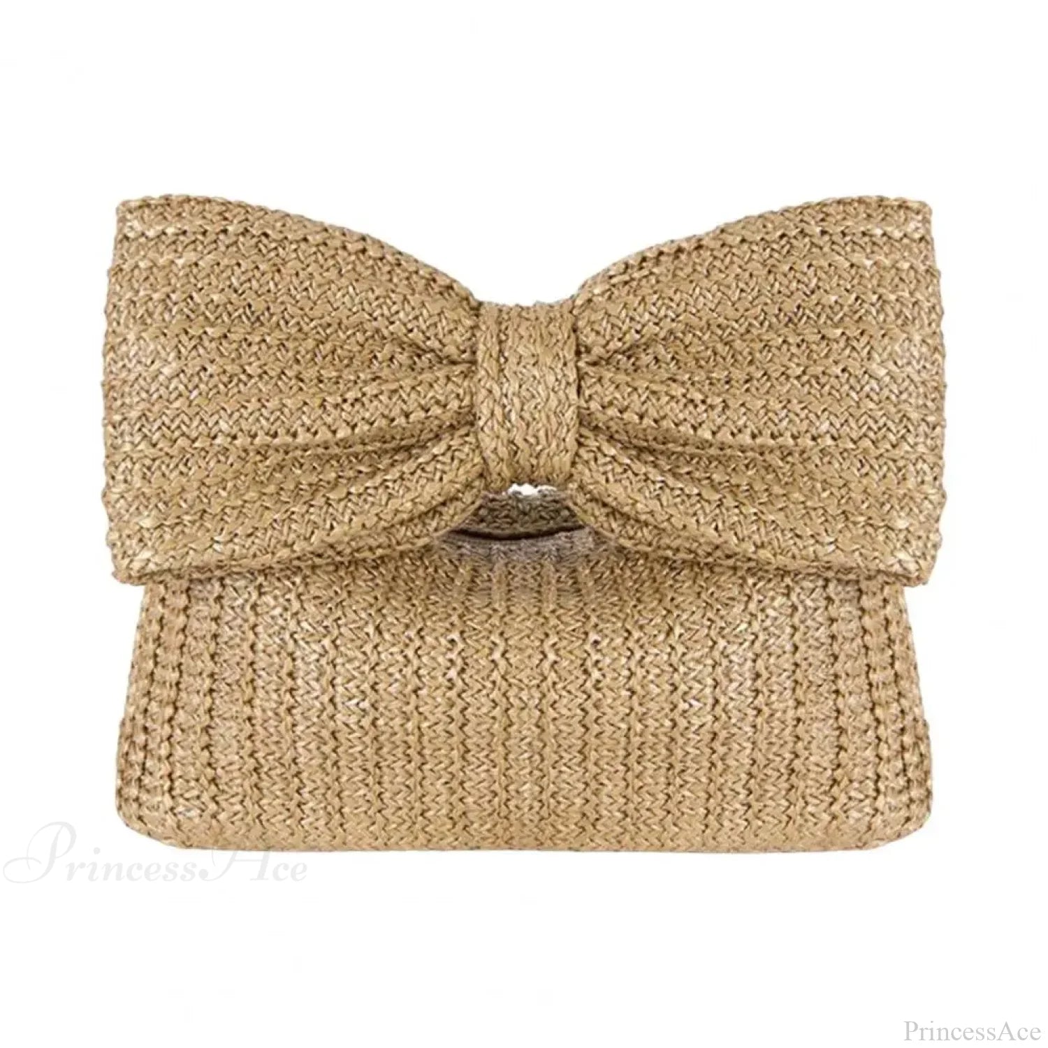 Beach Bow Crescent Shape Straw Clutch Wristlet Khaki wristlet-250126