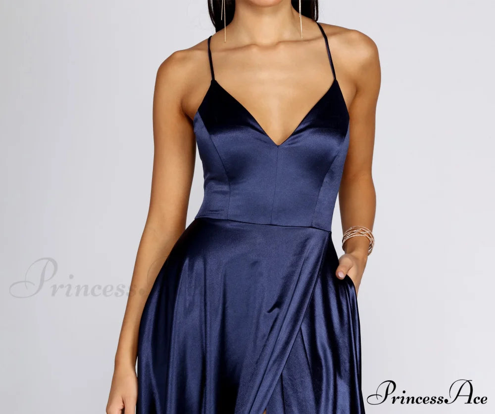 Blake Lace Stylish Back Satin Dress S.o. Long Dresses