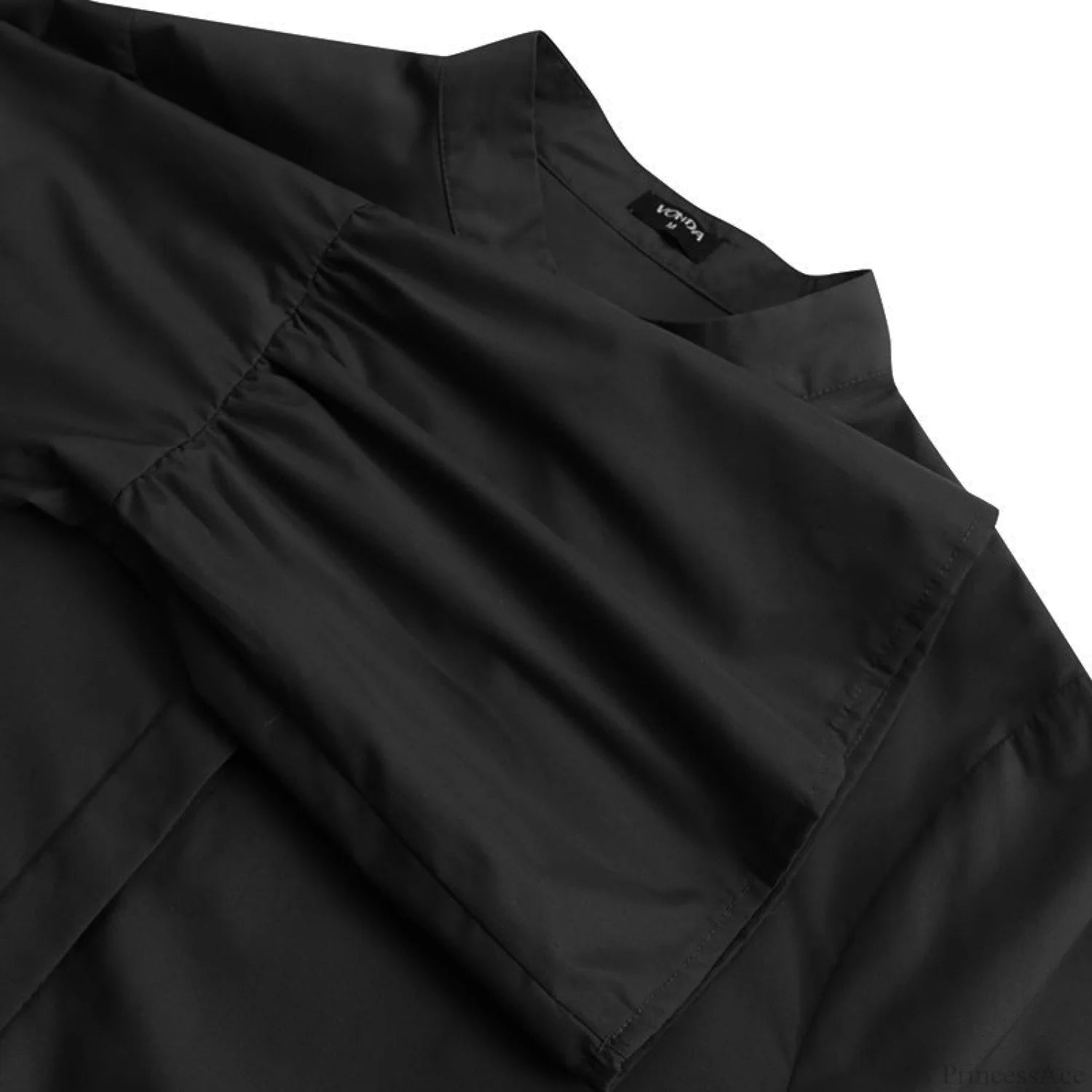 Blouse Office Arm - V Button Women’s Flare Up White Neck