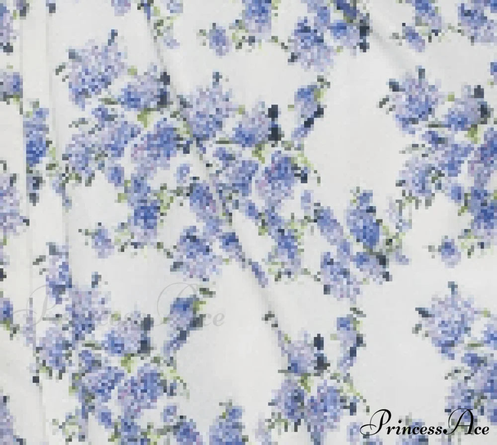 Blue Hydrangea Stylish Off-Shoulder Satin Dress