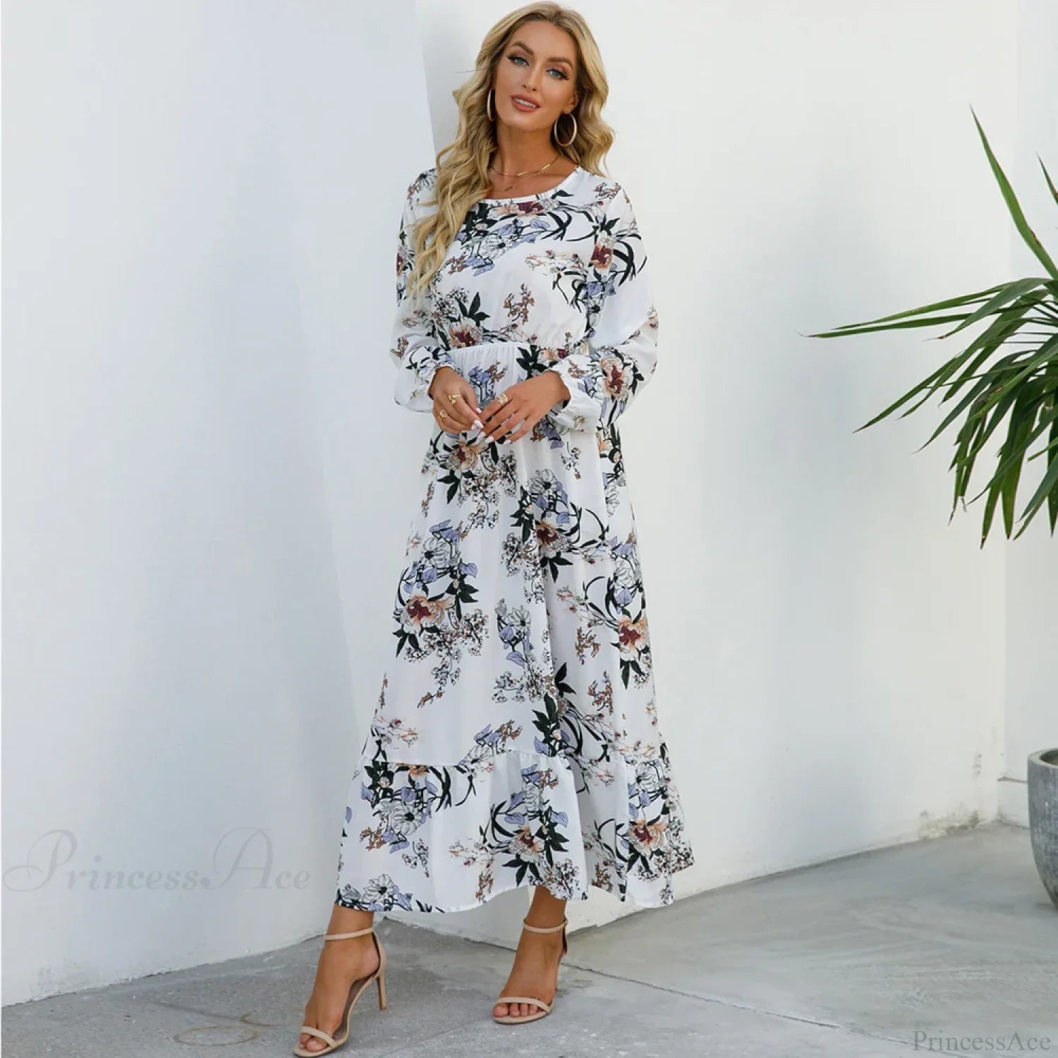 Bohemian Women’s Chiffon Floral Maxi Dress cloro8 / S oldfloraldress-250126