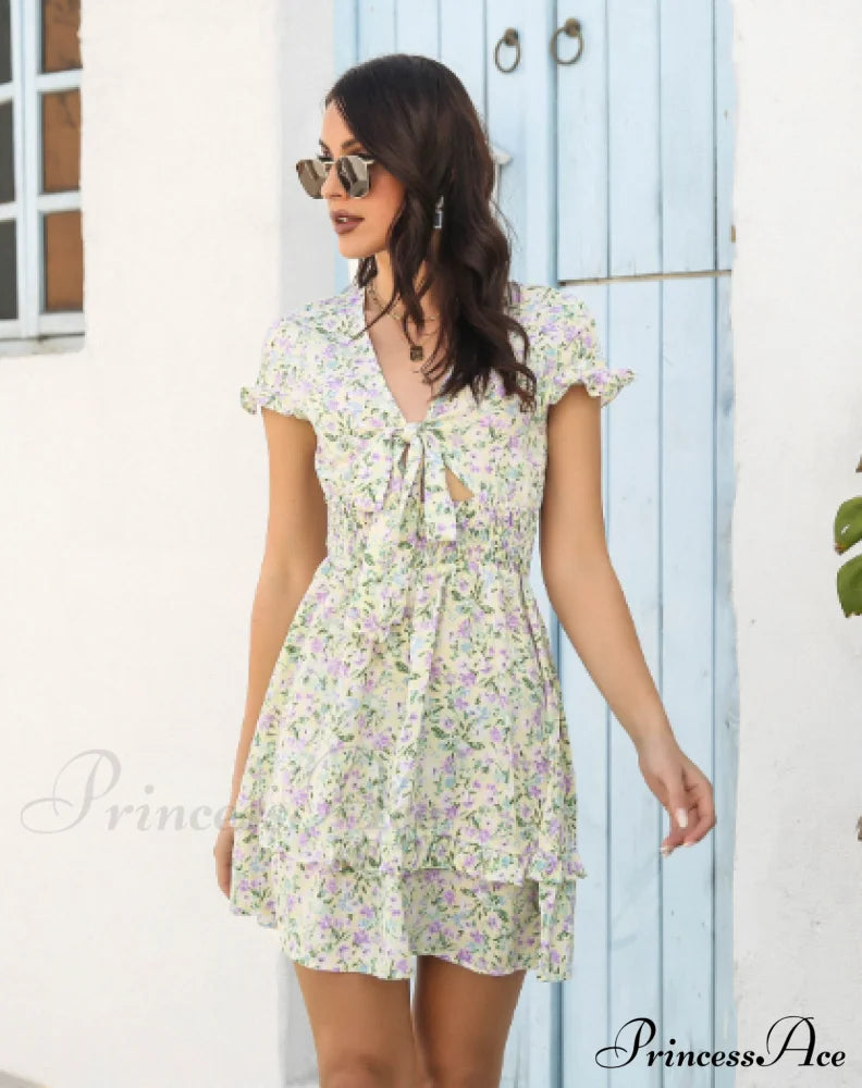 Bow Hollow Flowered With Skirt Design L / Green