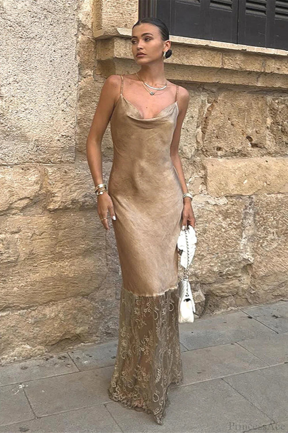 Cami Lace Backless Fitted Maxi Dress