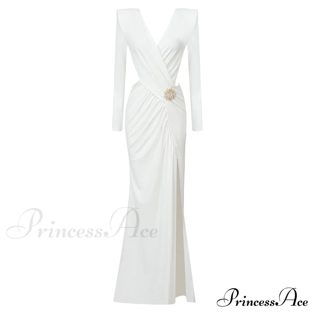 Candace Elegant Maxi Dress White / Xs