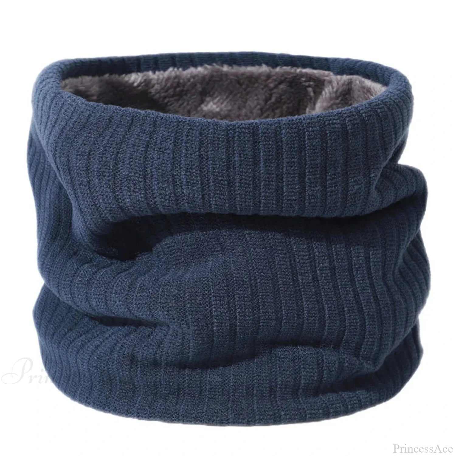 Cashmere Knit Ring Wool Neck Warmer Scarf For Women Grey Blue Scarfs-L