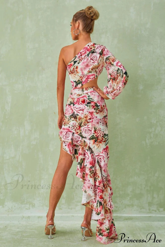 Cassidy One Shoulder Charming Floral Maxi Dress