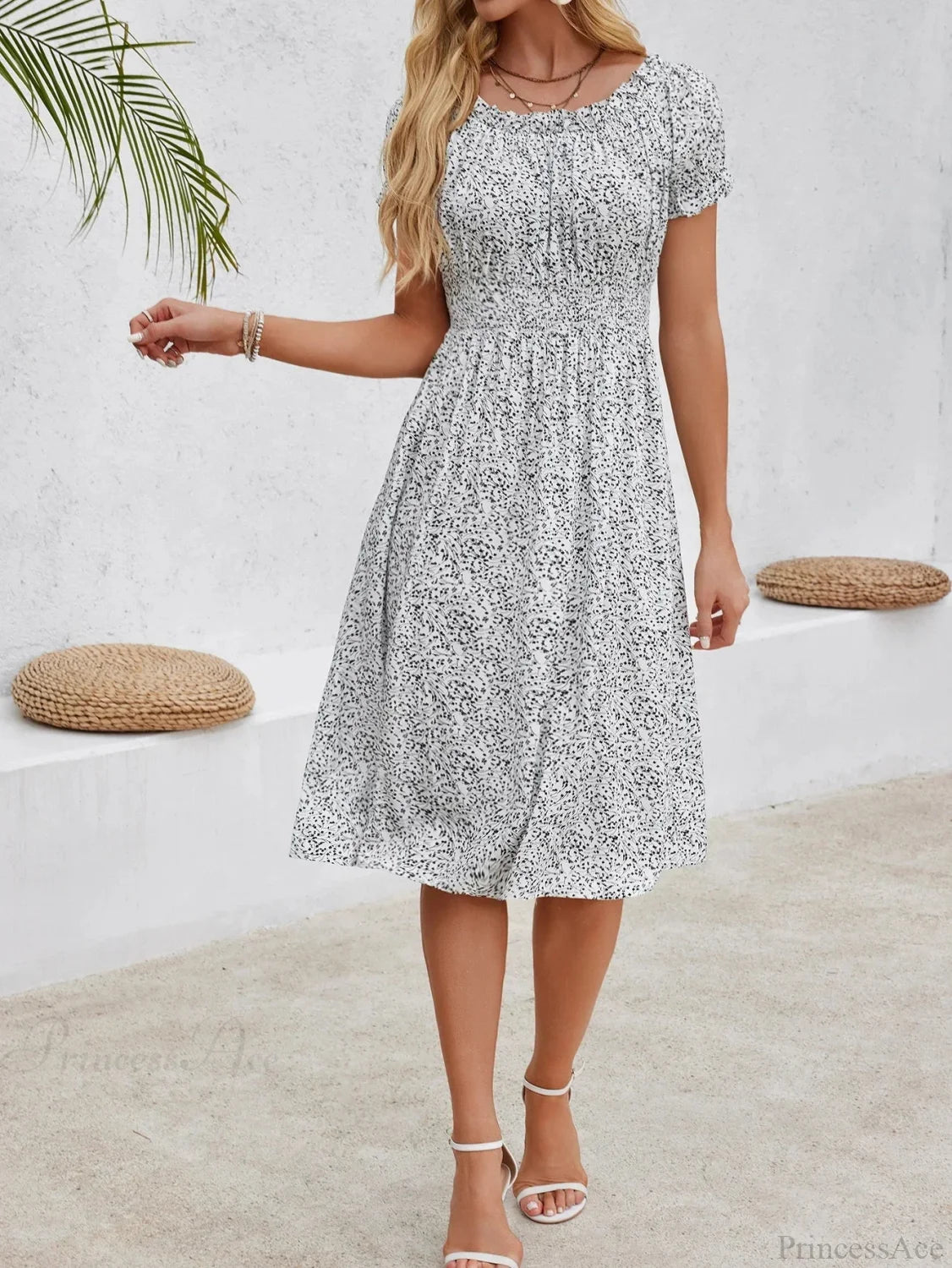 Casual Bohemian Beach Floral Dress WHITE / S oldfloraldress-250126