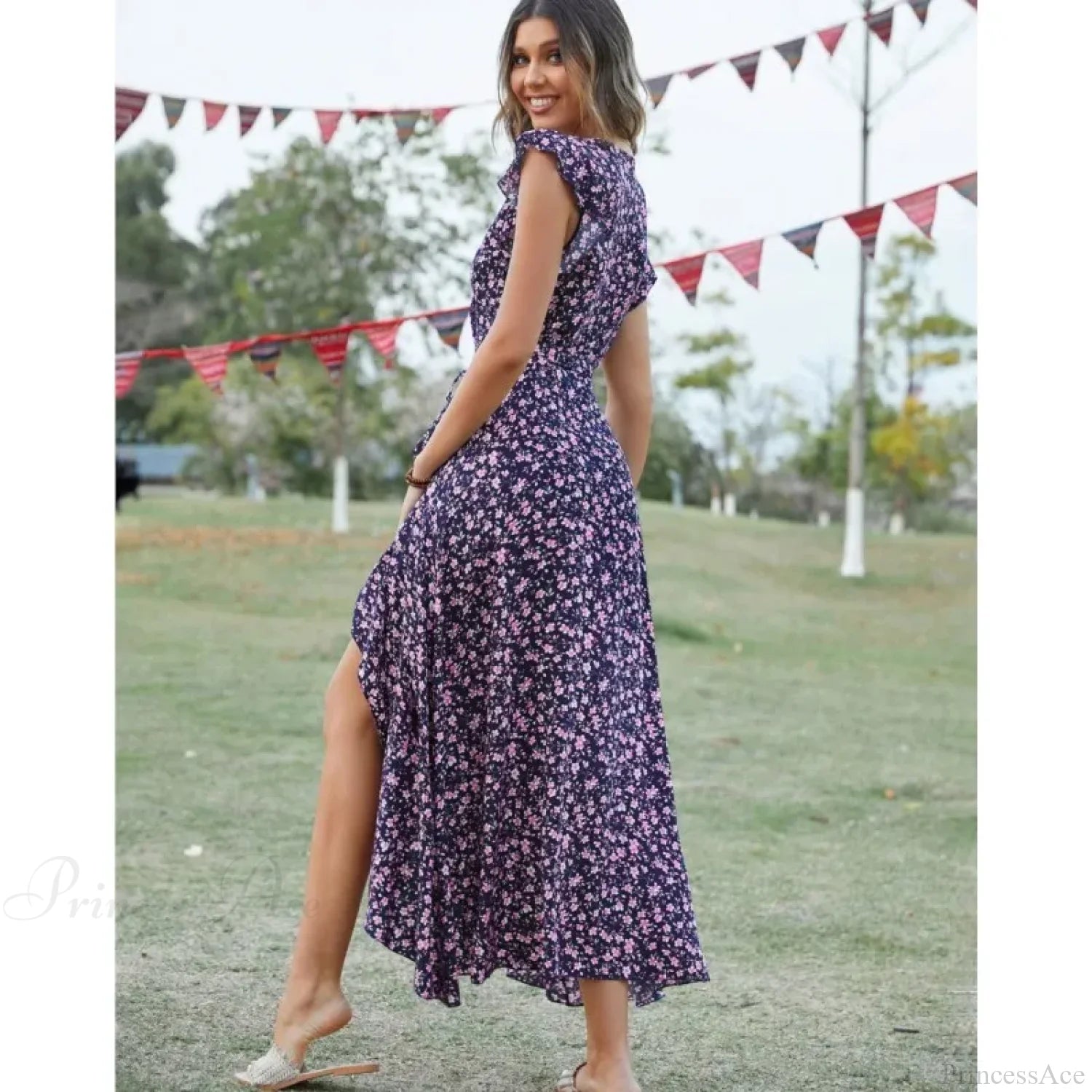 Casual Fitted Floral Print Dress oldfloraldress-250126