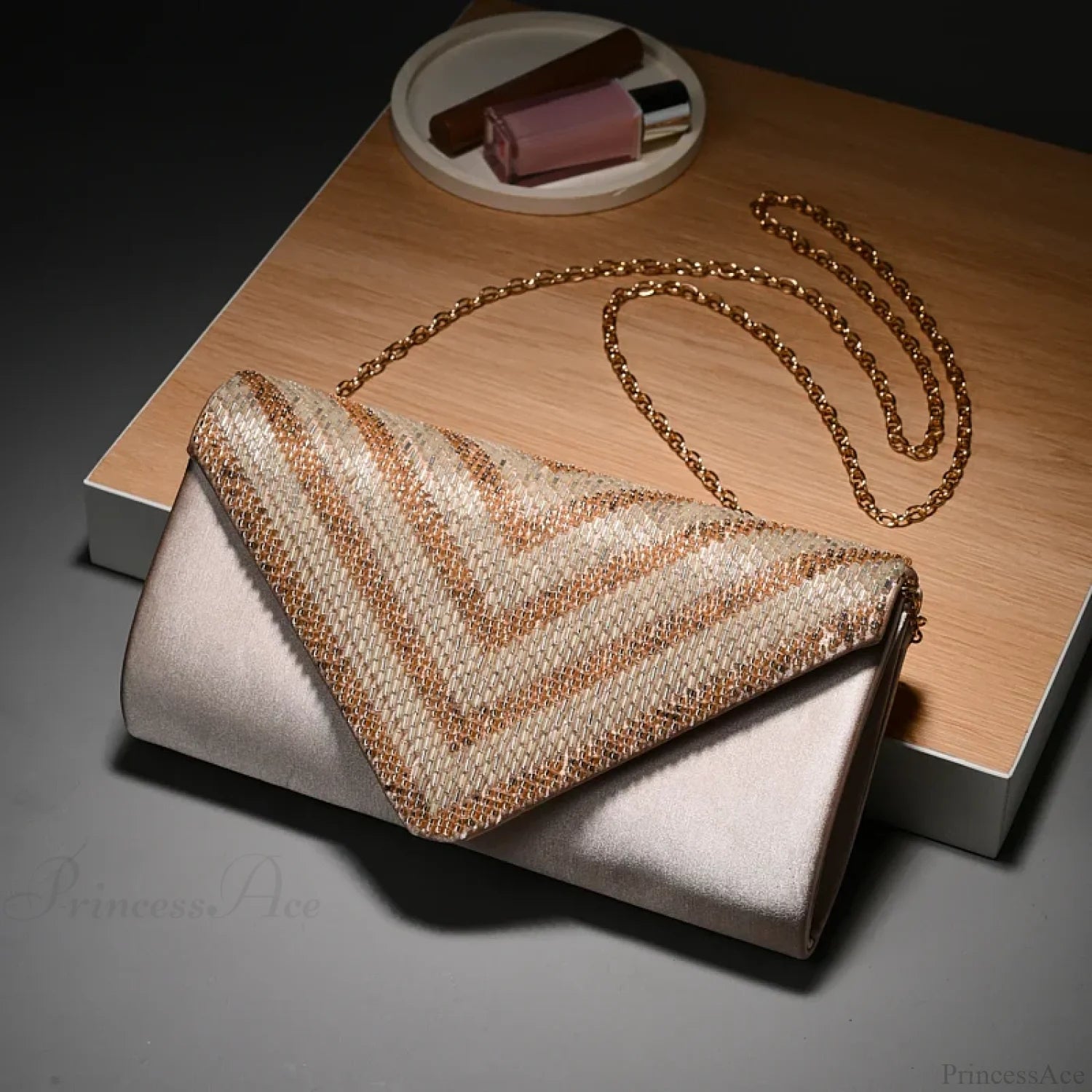 Celebrity Rhinestone Shiny One-Shoulder Clutch Bag 1466beige clutchbag-250126