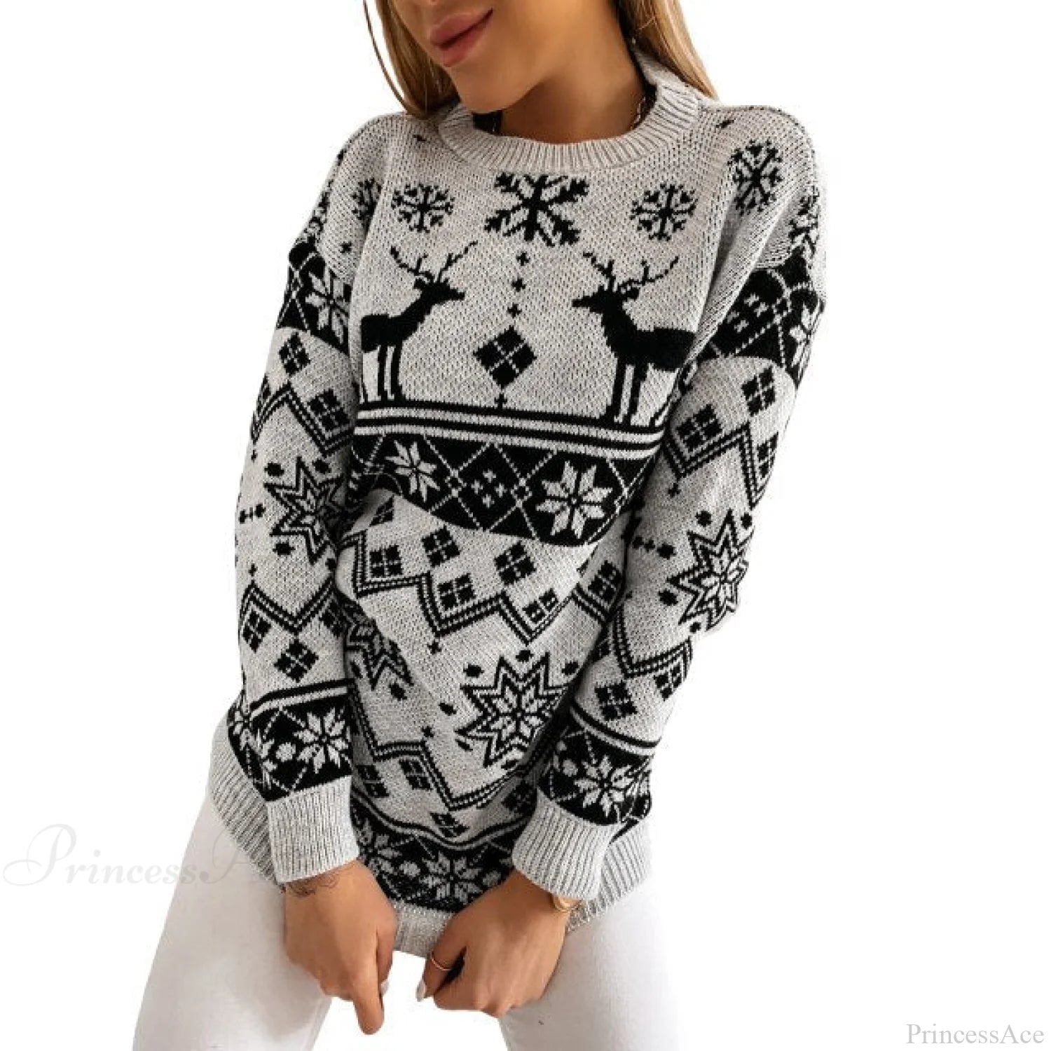 Christmas Santa Snowflake Sweaters Black / S Sweaters-L