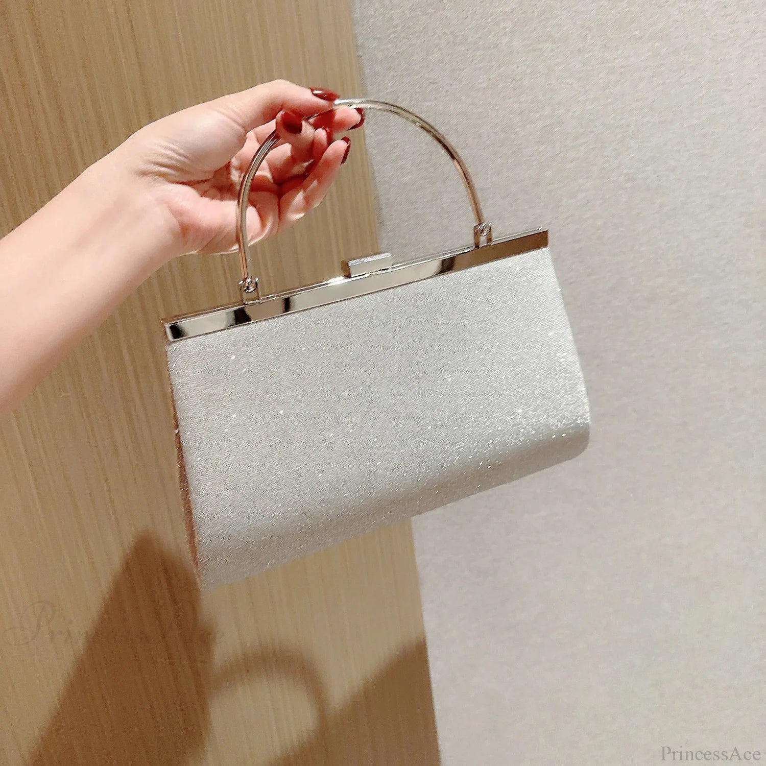 Classic Pleated Evening Bag Sparkling Party Prom Handbag Dress Purse clutchbag-250126