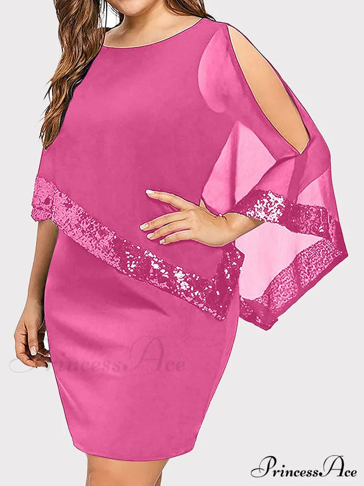 Cold Shoulder Long Trendy Sleeve Knit Top Pink / M Dresses